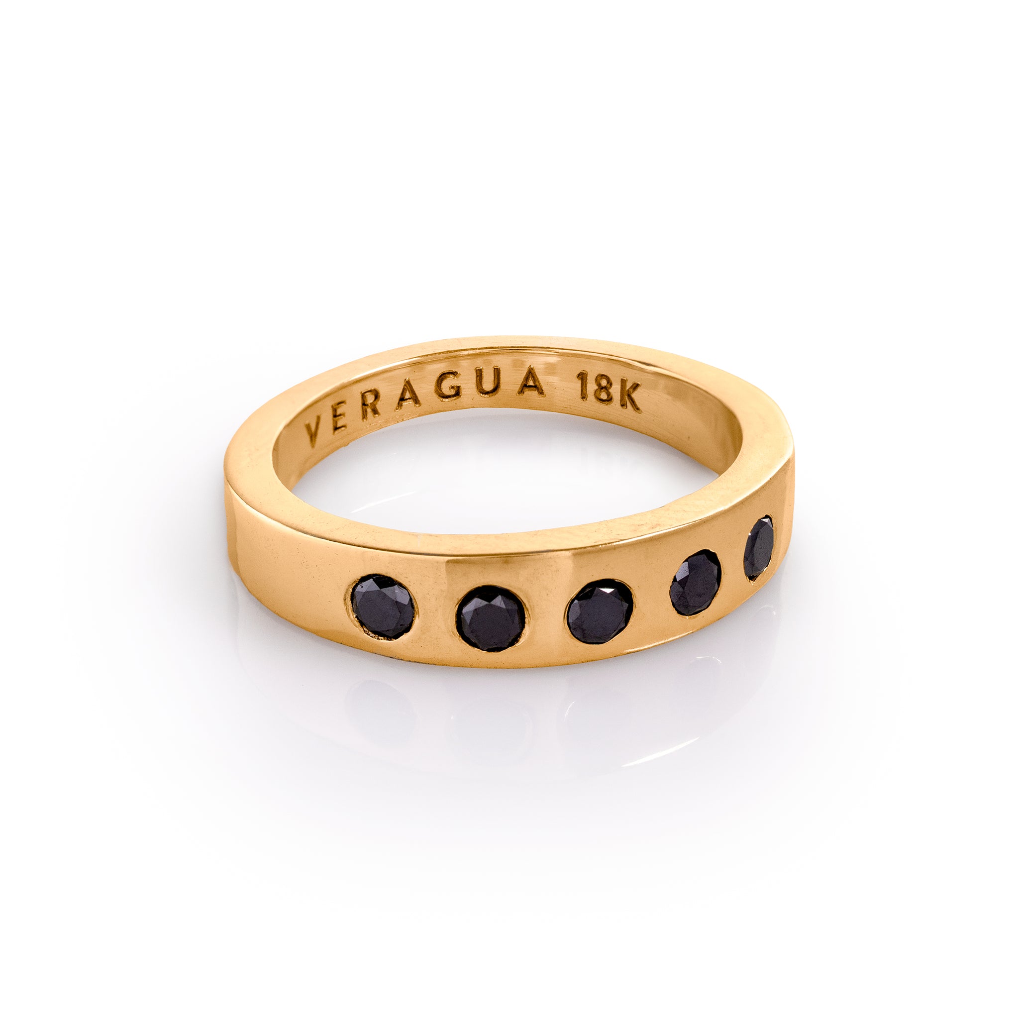 Black Diamonds Band (wide) 18K Solid Gold