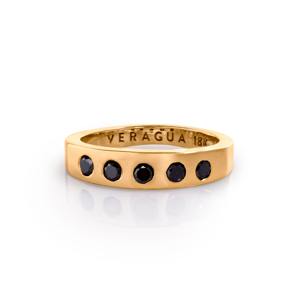 Black Diamonds Band (wide) 18K Solid Gold