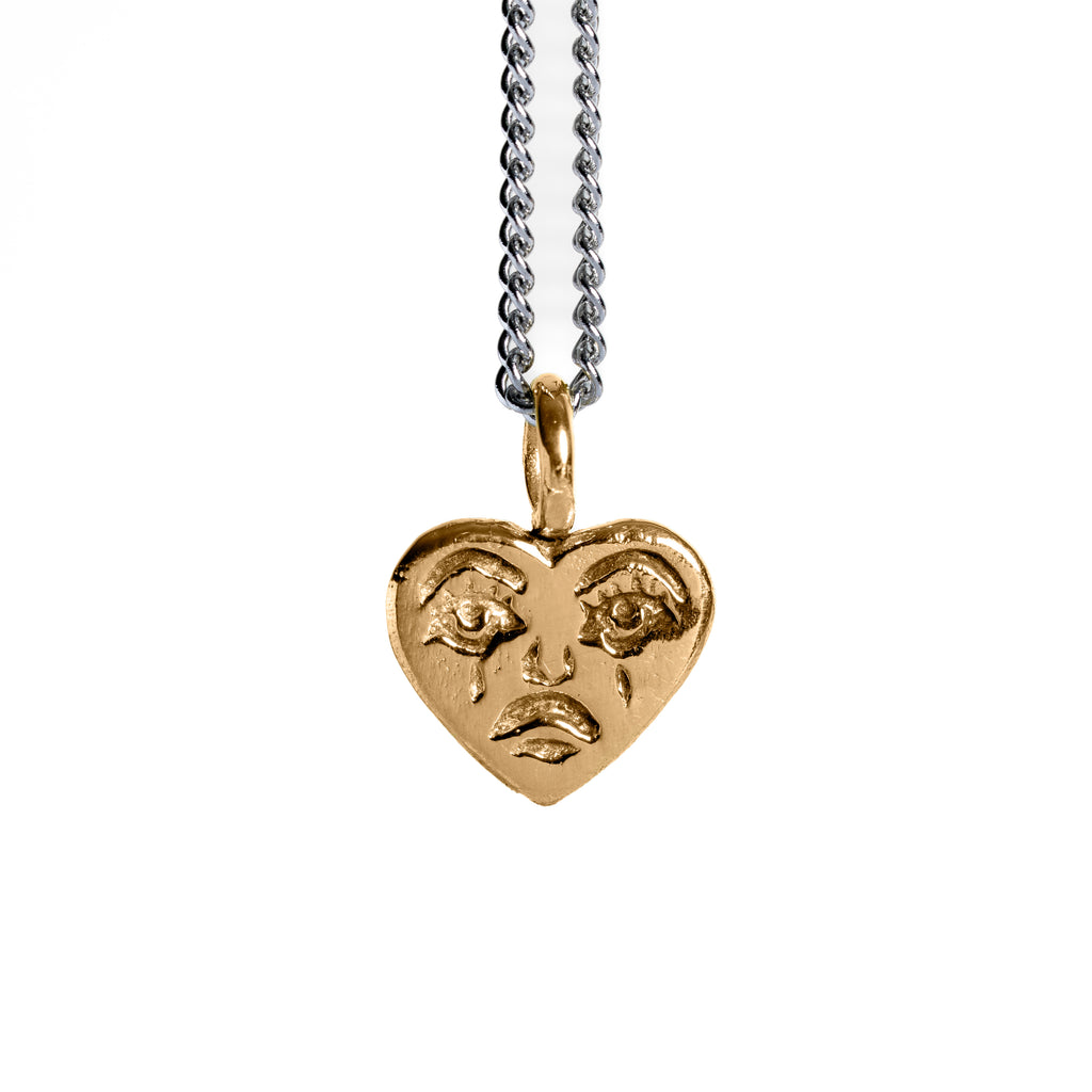 Crying Heart Pendant 18K Solid Gold