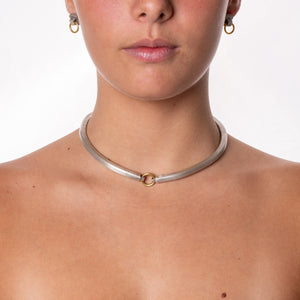 Aldaba Choker [925, 18K, white diamonds]