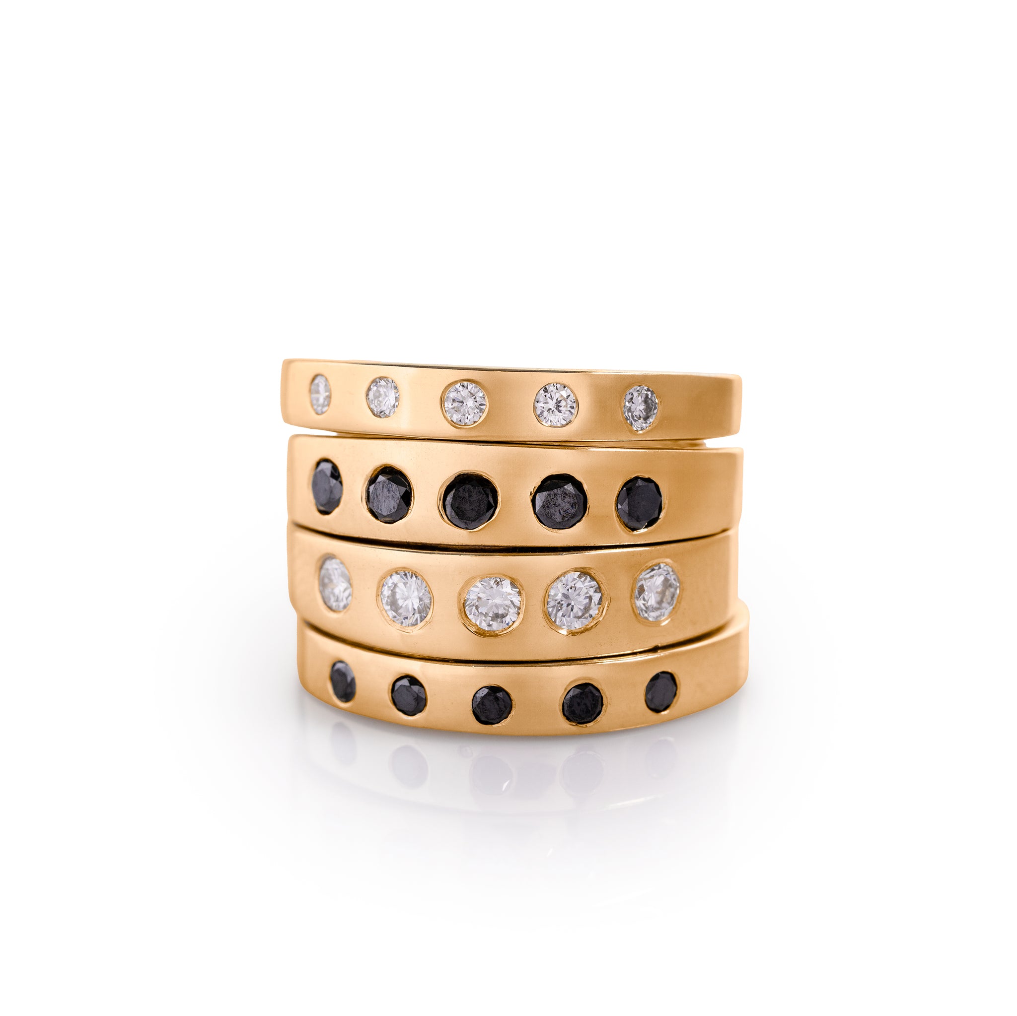 Slim Black Diamonds Band 18K Solid Gold